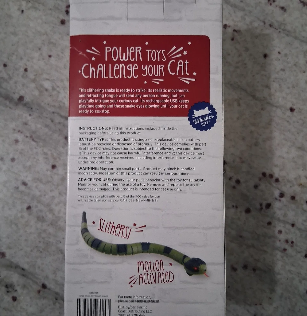 NIB Whisker City Electronic Snake Cat Toy Pounce & Play!!